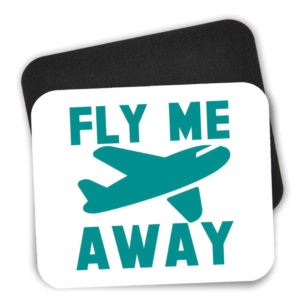 Fly Me Away - Travel mouse pad shown with its black non-slip rubber underside