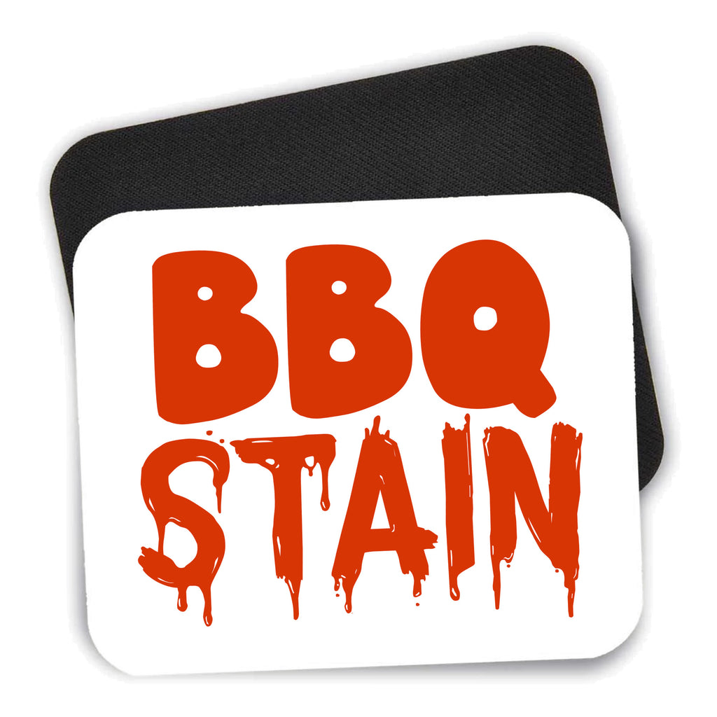 BBQ Stain Barbecue mouse pad shown with its black non-slip rubber underside