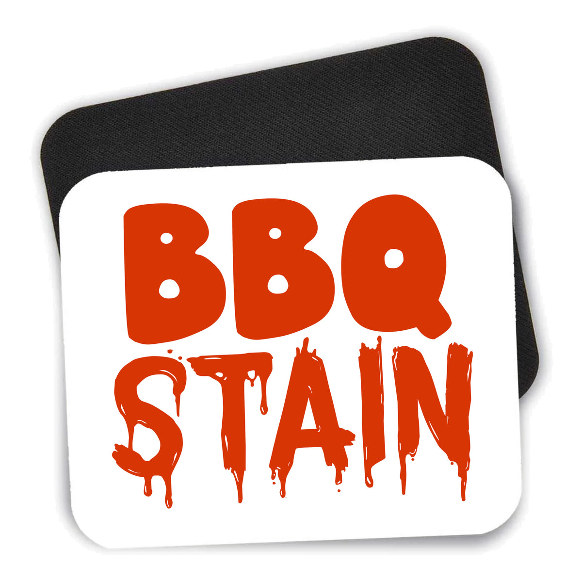 BBQ Stain Barbecue mouse pad shown with its black non-slip rubber underside