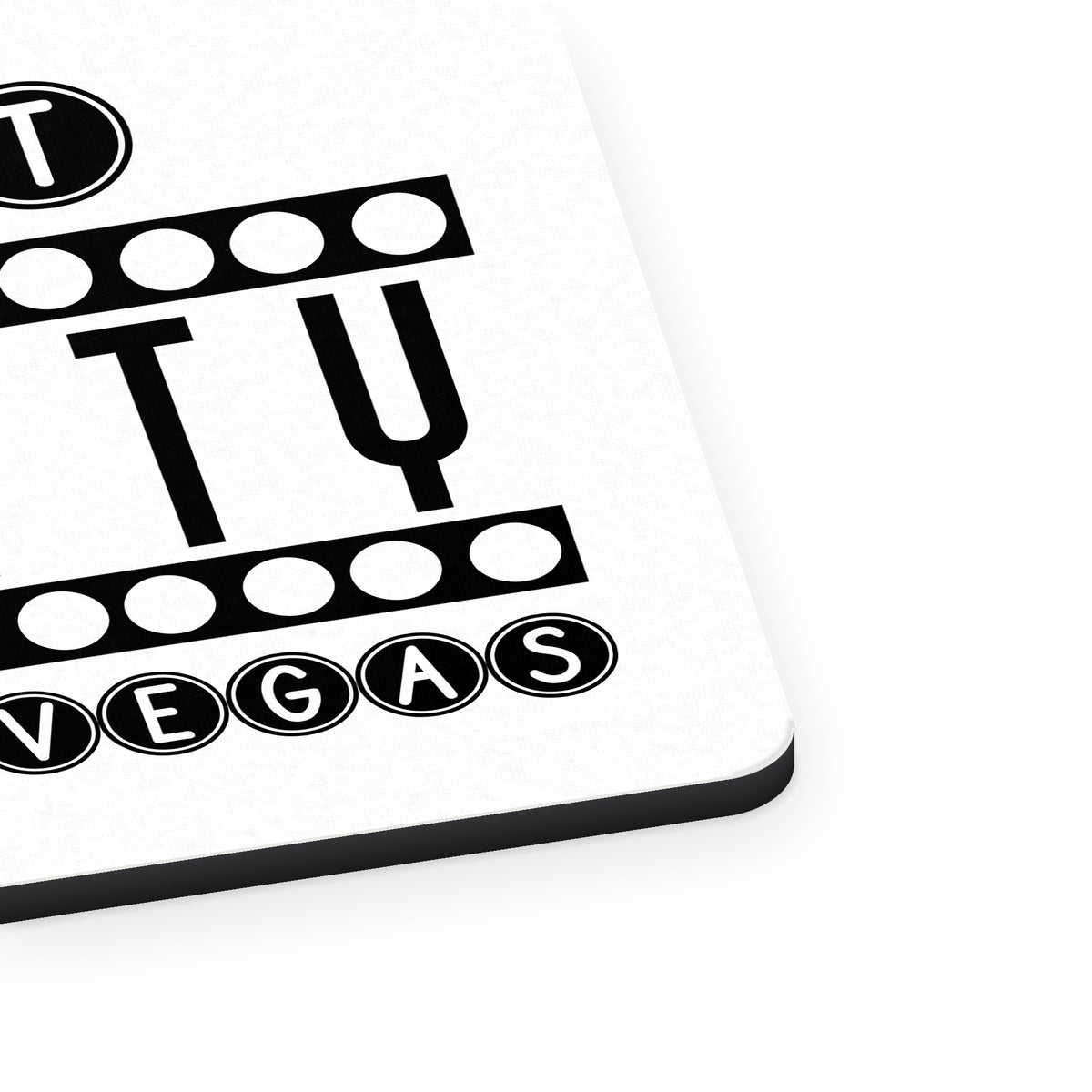 I Get SLOTTY in Las Vegas mouse pad, close-up of the fabric surface and rubber edge