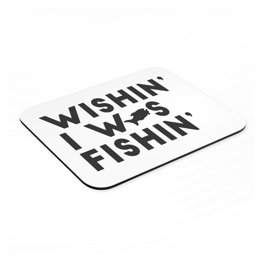 Wishin' I was Fishin' mouse pad, angled view showing the 1/4 inch thick base