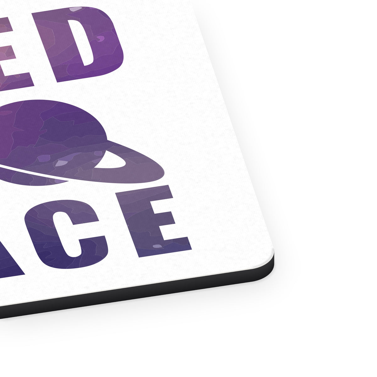 I Need My Space - Astronomy mouse pad, close-up of the fabric surface and rubber edge