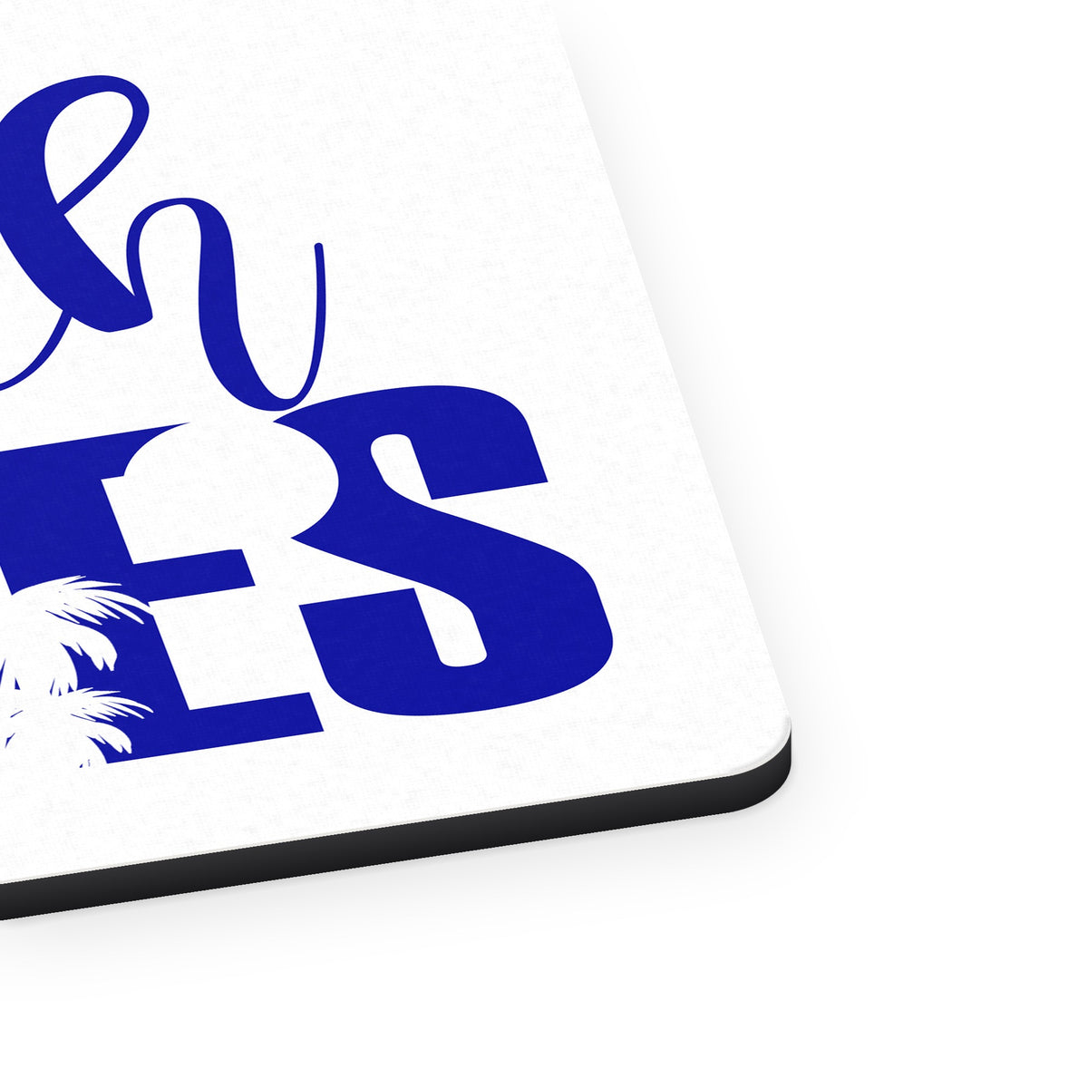 Beach Vibes mouse pad, close-up of the fabric surface and rubber edge