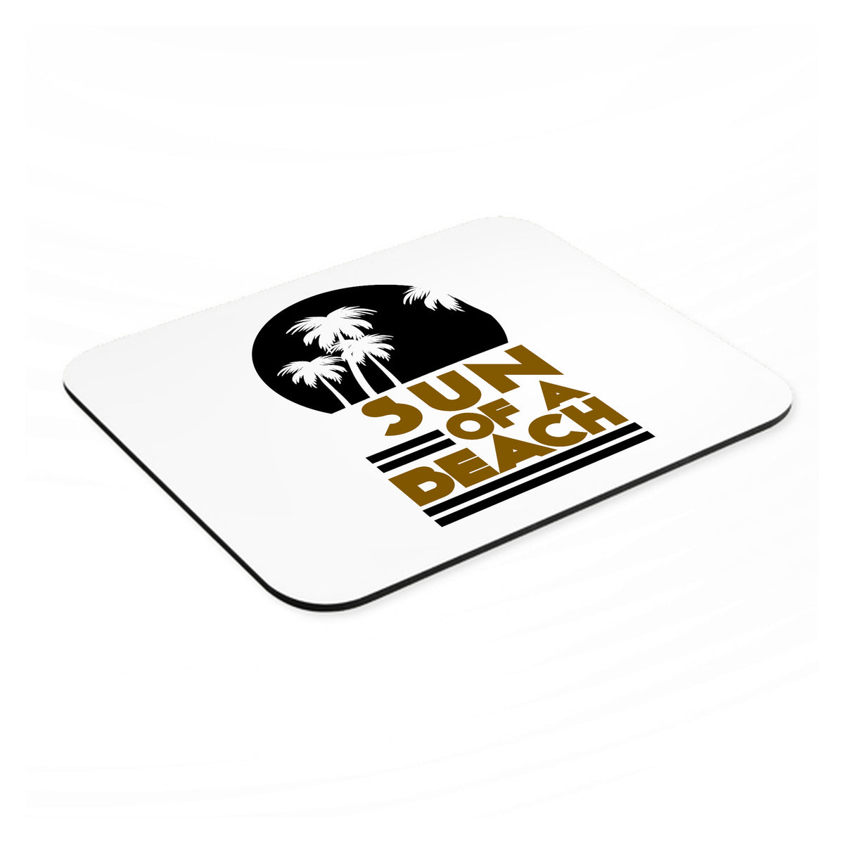 Sun of a Beach mouse pad, angled view showing the 1/4 inch thick base