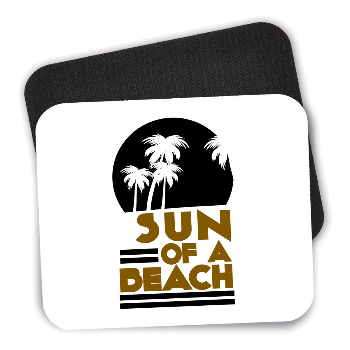 Sun of a Beach mouse pad shown with its black non-slip rubber underside