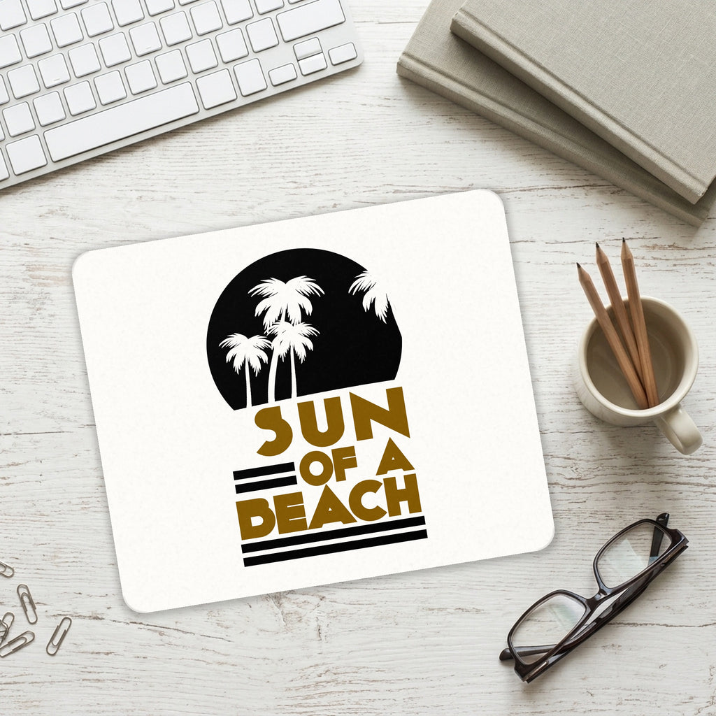 Sun of a Beach mouse pad on a desk with a keyboard
