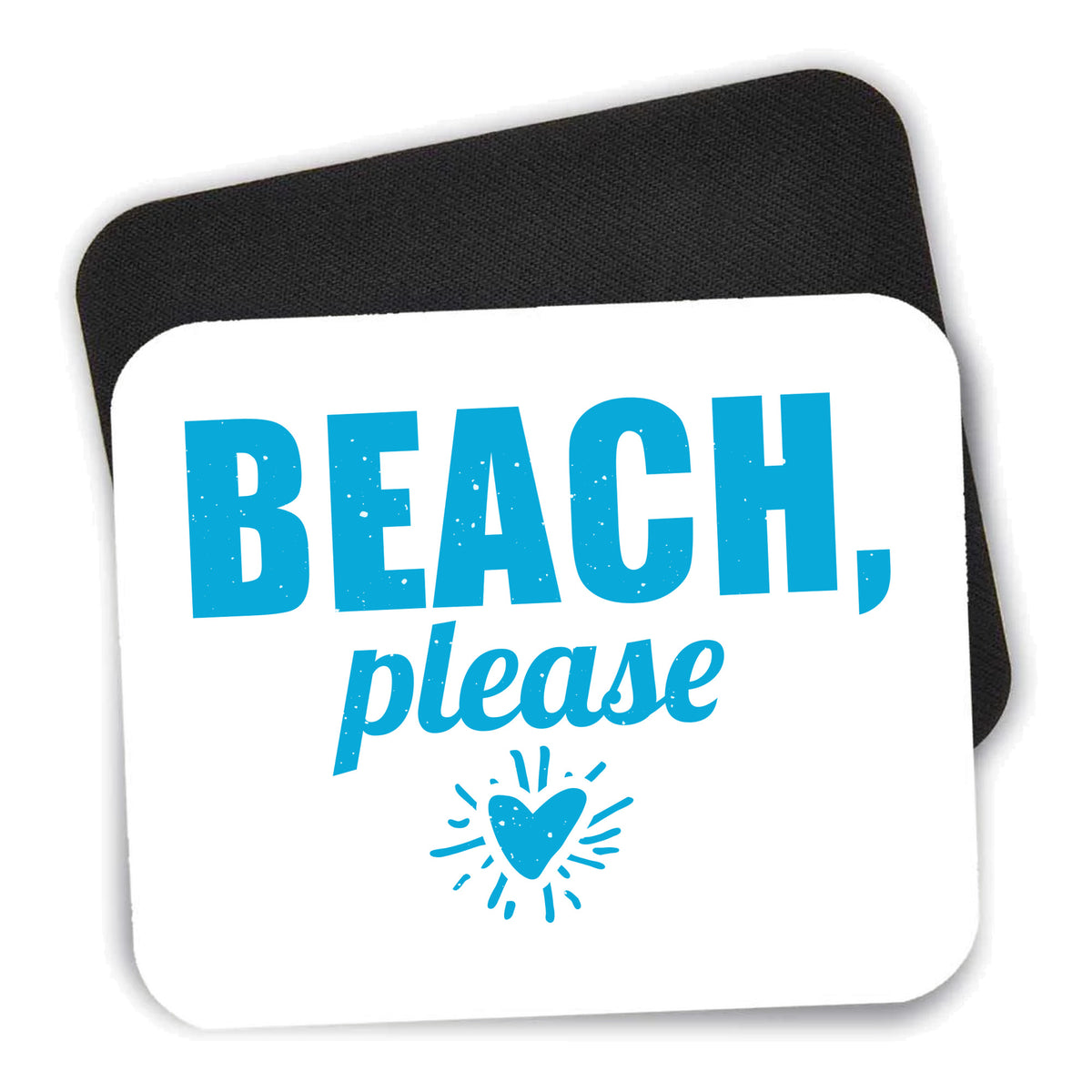 Beach, Please mouse pad shown with its black non-slip rubber underside