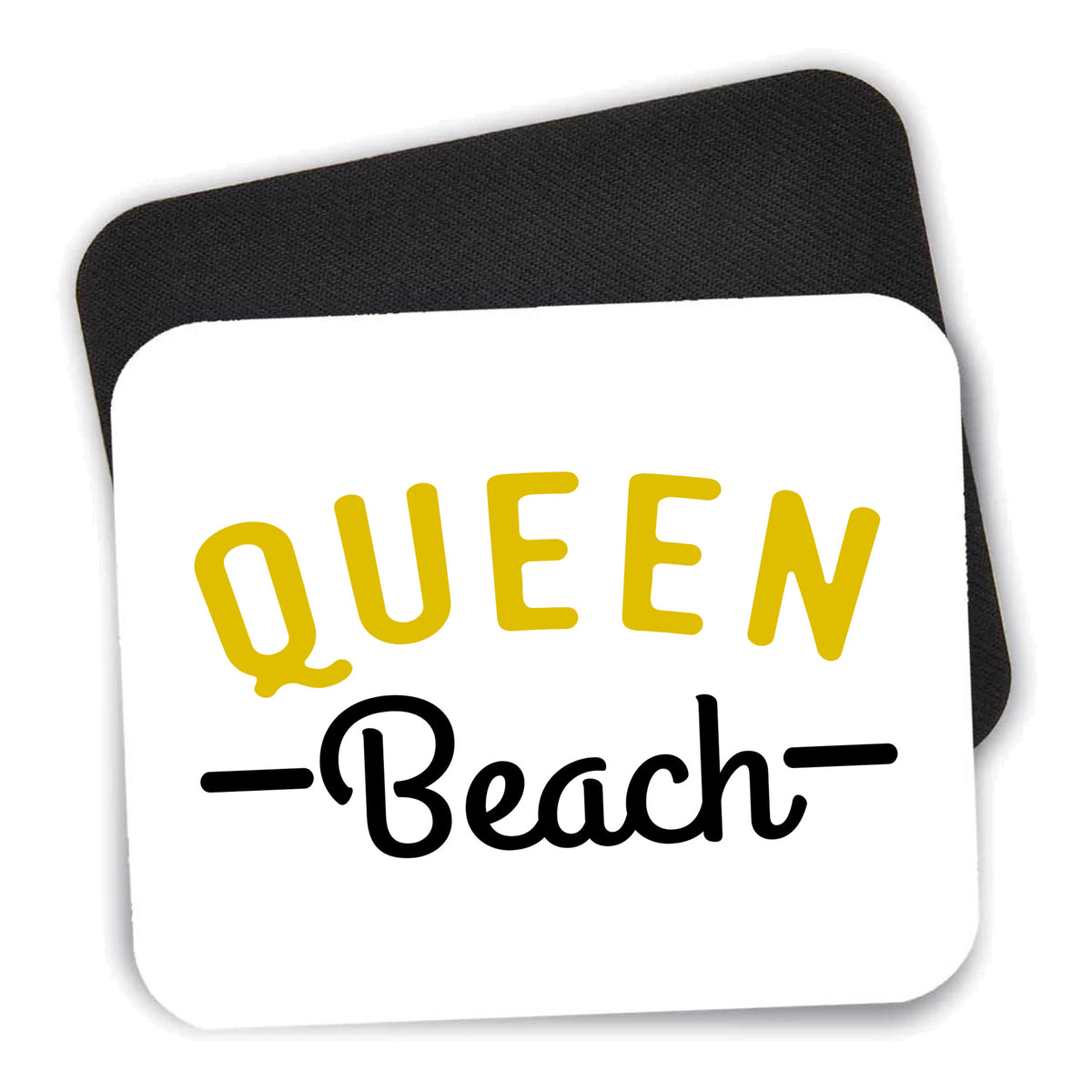 Queen Beach mouse pad shown with its black non-slip rubber underside