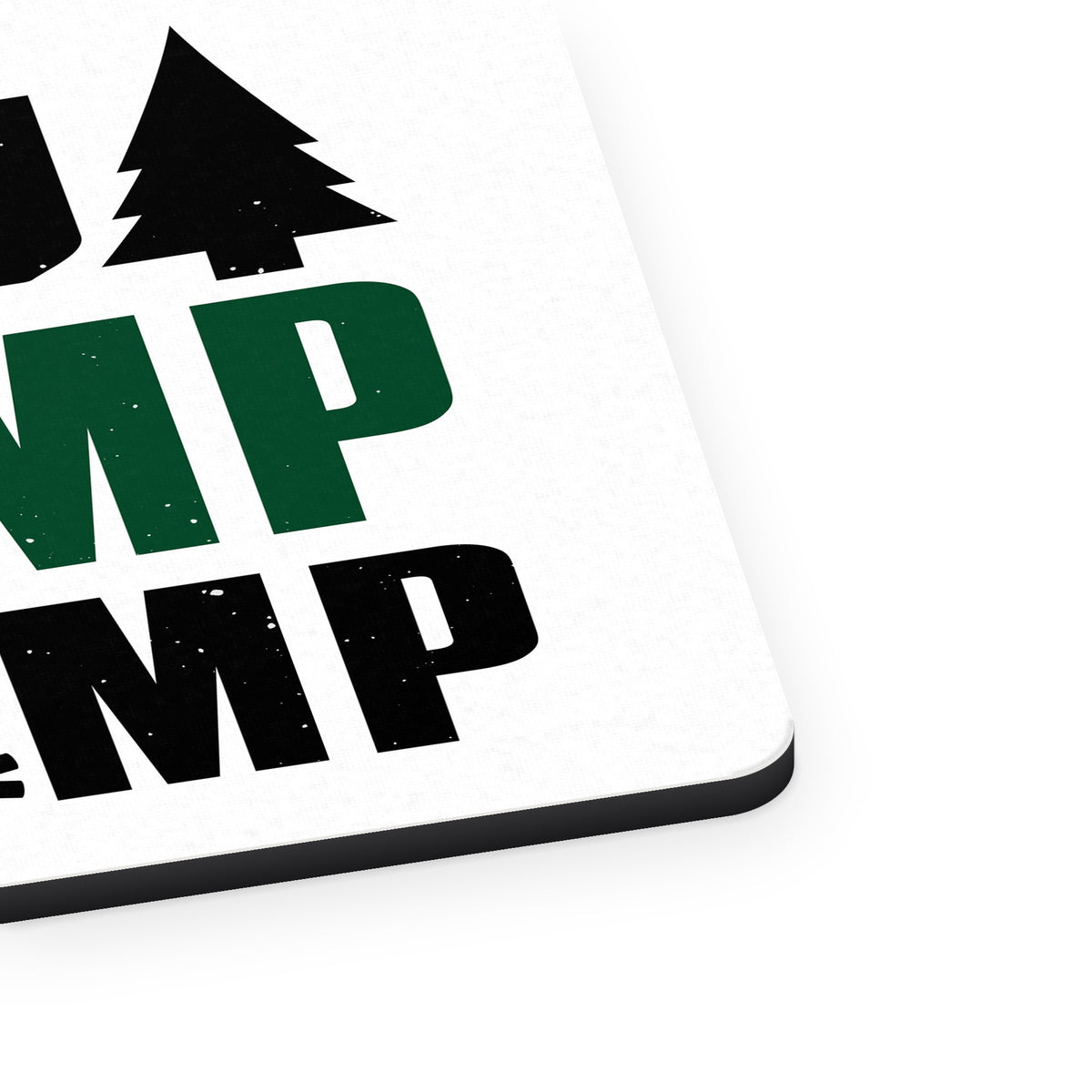 Camp Champ - Camping Fire mouse pad, close-up of the fabric surface and rubber edge