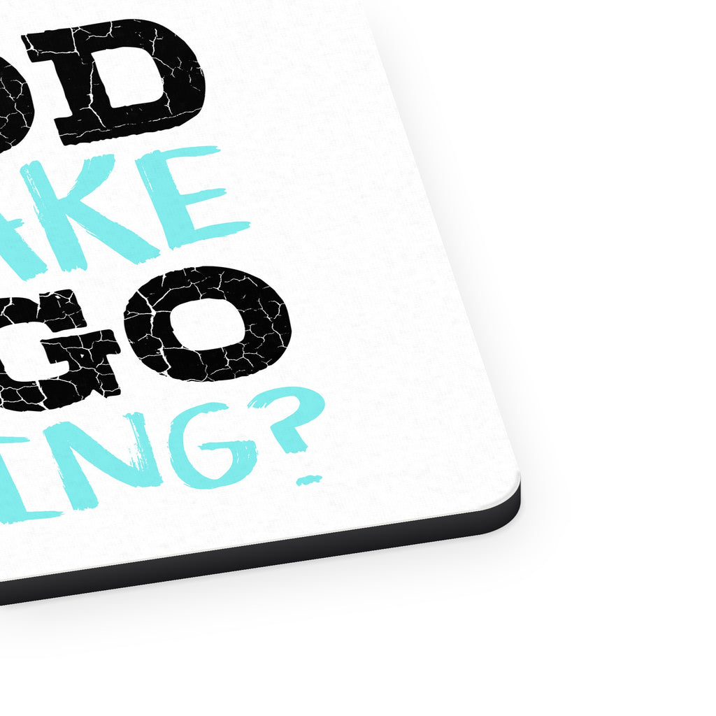 Wood You Lake to Go Camping mouse pad, close-up of the fabric surface and rubber edge