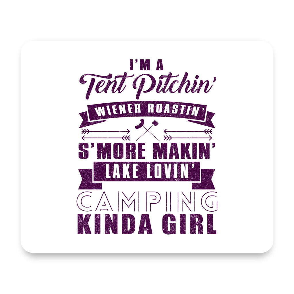 Tent Pitchin Weiner Roastin S'More Camping Girl mouse pad, front view