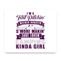 Tent Pitchin Weiner Roastin S'More Camping Girl mouse pad, front view