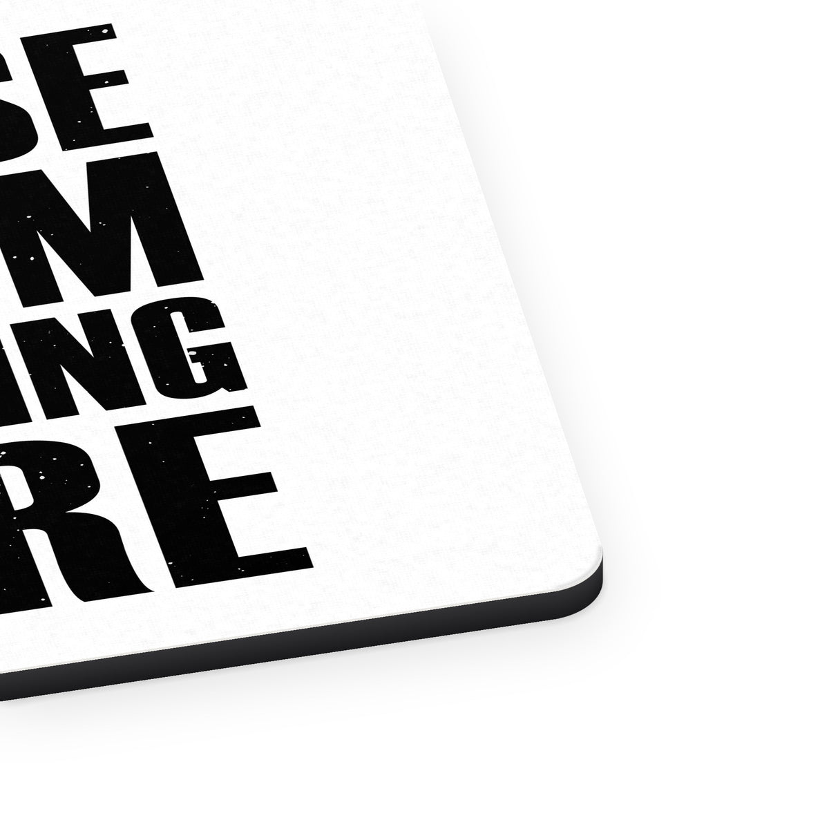 Excuse Me I'm Dancing Here mouse pad, close-up of the fabric surface and rubber edge