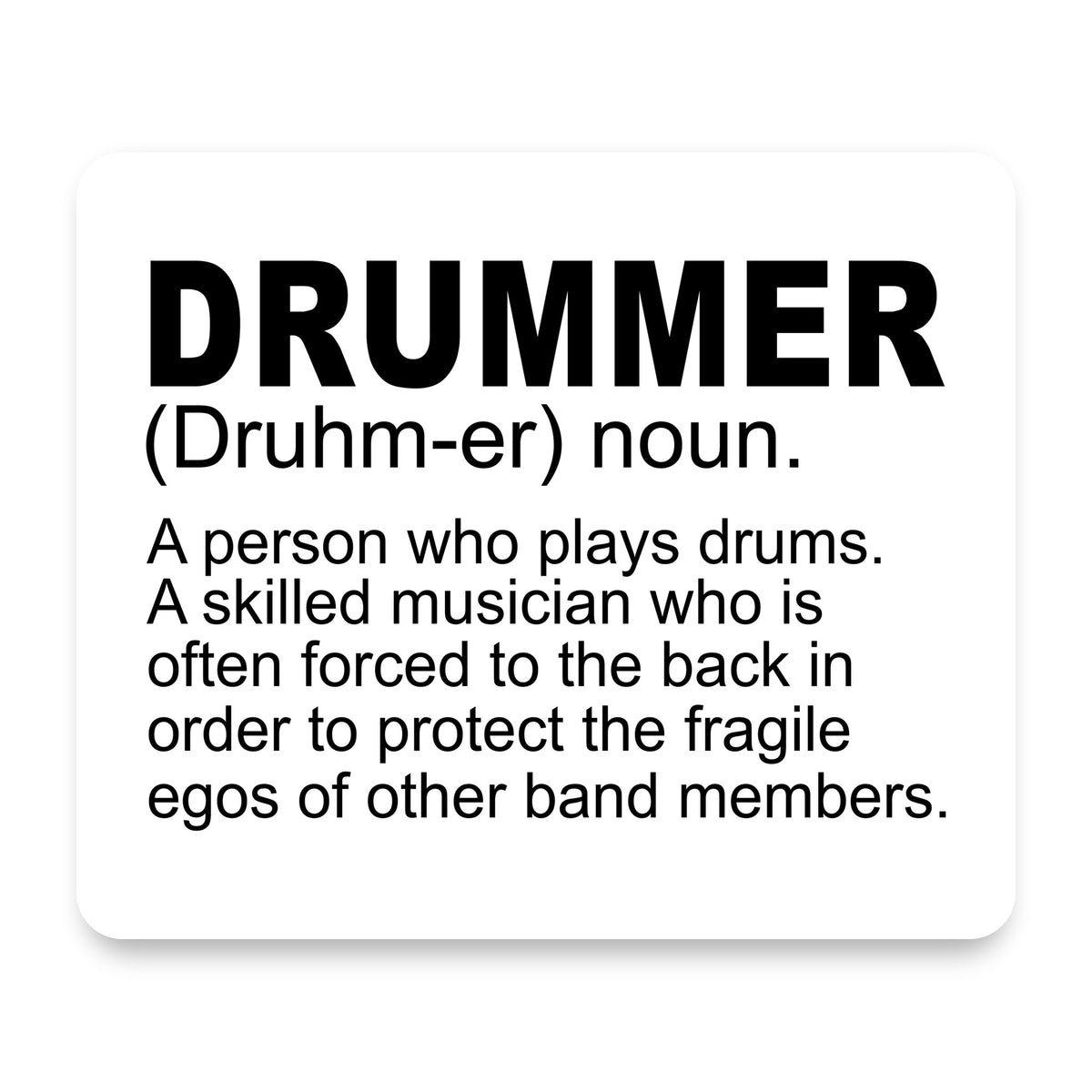 Drummer Dictionary Definition mouse pad, front view