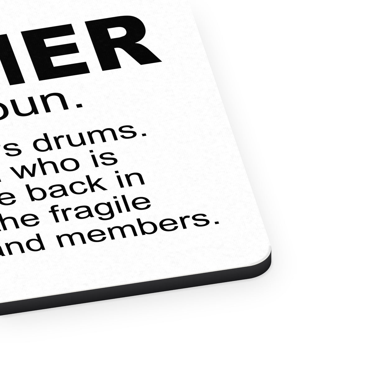 Drummer Dictionary Definition mouse pad, close-up of the fabric surface and rubber edge