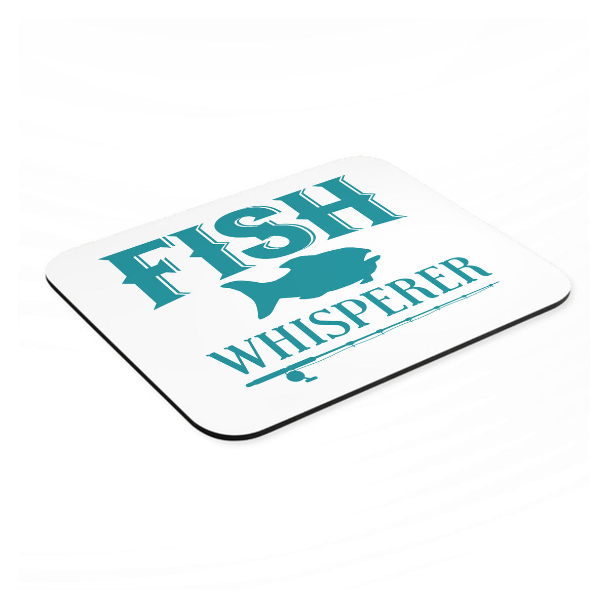 Fish Whisperer mouse pad, angled view showing the 1/4 inch thick base