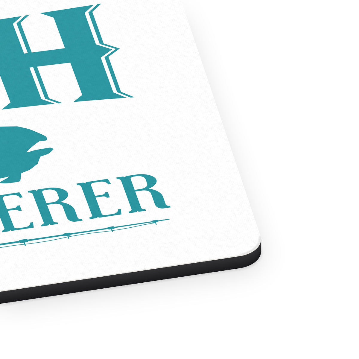 Fish Whisperer mouse pad, close-up of the fabric surface and rubber edge