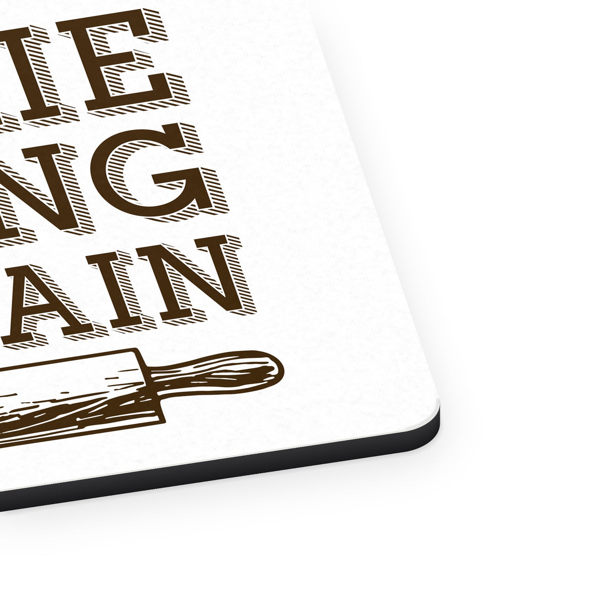 Cookie Baking Captain Rolling Pin mouse pad, close-up of the fabric surface and rubber edge