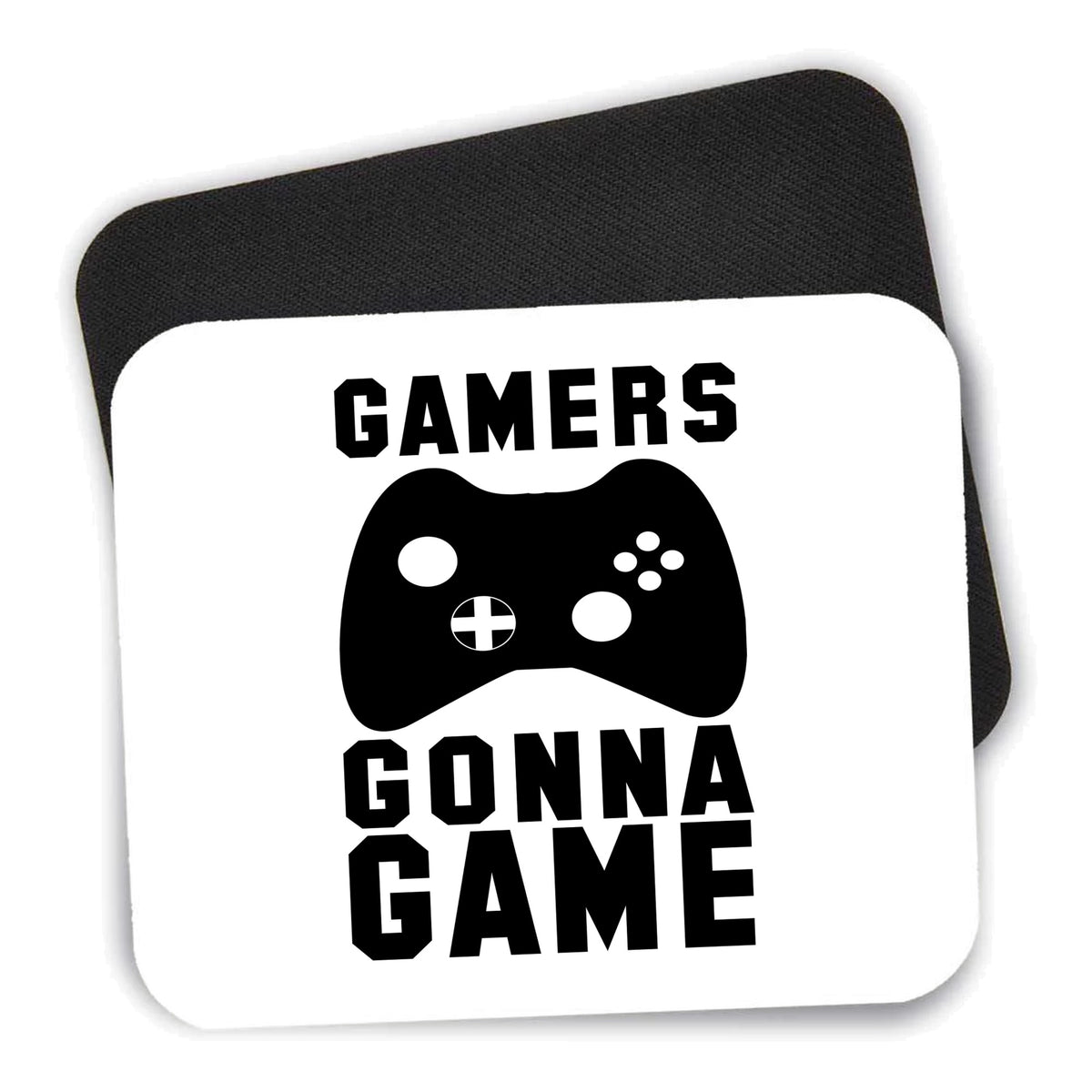 Gamers Gonna Game - Video Games mouse pad shown with its black non-slip rubber underside
