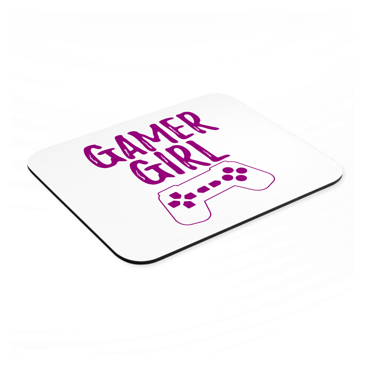 Gamer Girl - Video Games mouse pad, angled view showing the 1/4 inch thick base