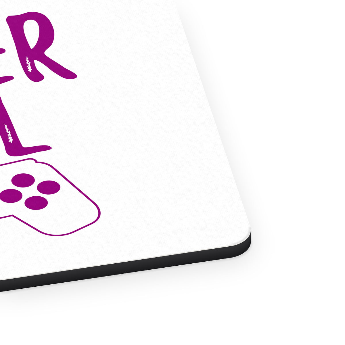 Gamer Girl - Video Games mouse pad, close-up of the fabric surface and rubber edge