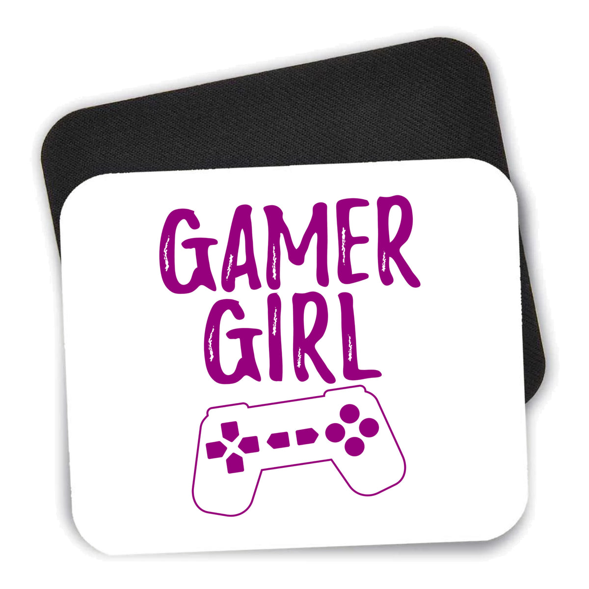 Gamer Girl - Video Games mouse pad shown with its black non-slip rubber underside