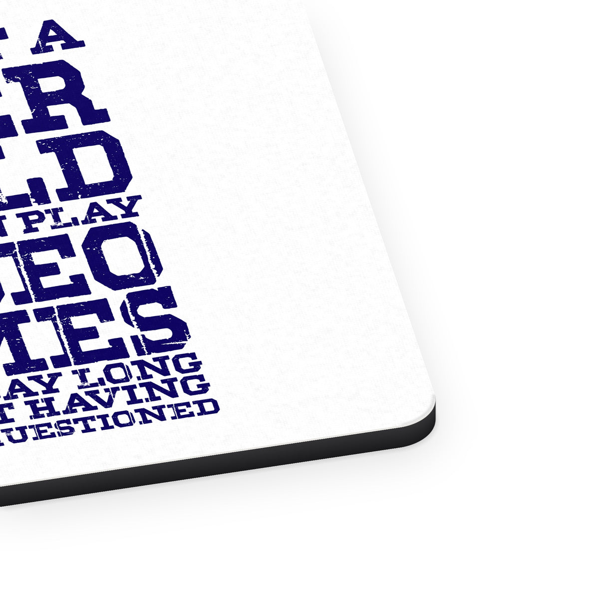 Dream of Better World Play Video Games All Day mouse pad, close-up of the fabric surface and rubber edge