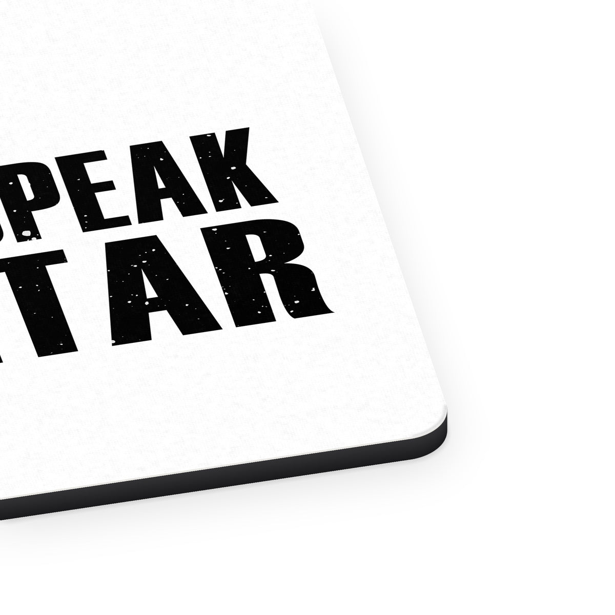 Yes I Speak Guitar mouse pad, close-up of the fabric surface and rubber edge