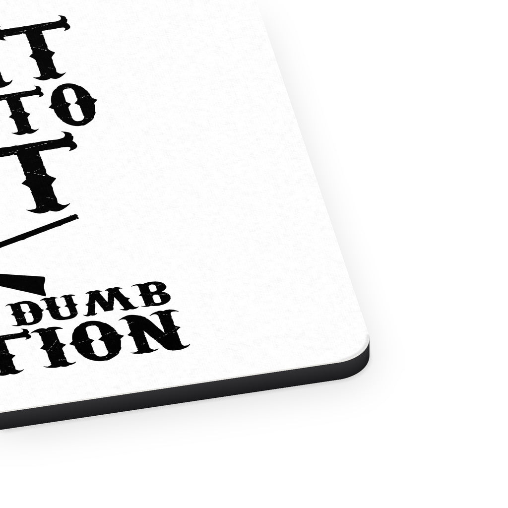 To Hunt or Not - What a Dumb Question mouse pad, close-up of the fabric surface and rubber edge
