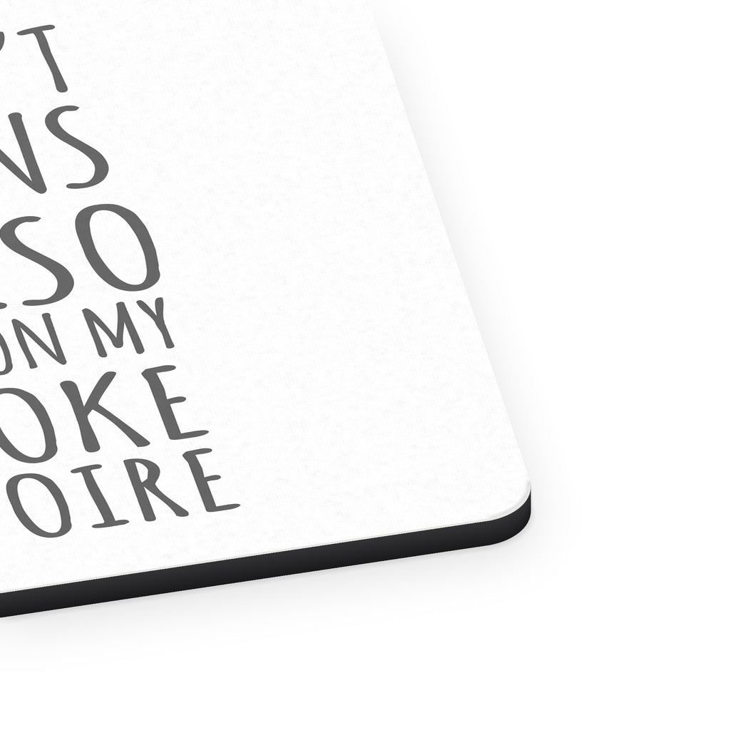 Not Just Puns I'm Also Working Dad Joke mouse pad, close-up of the fabric surface and rubber edge