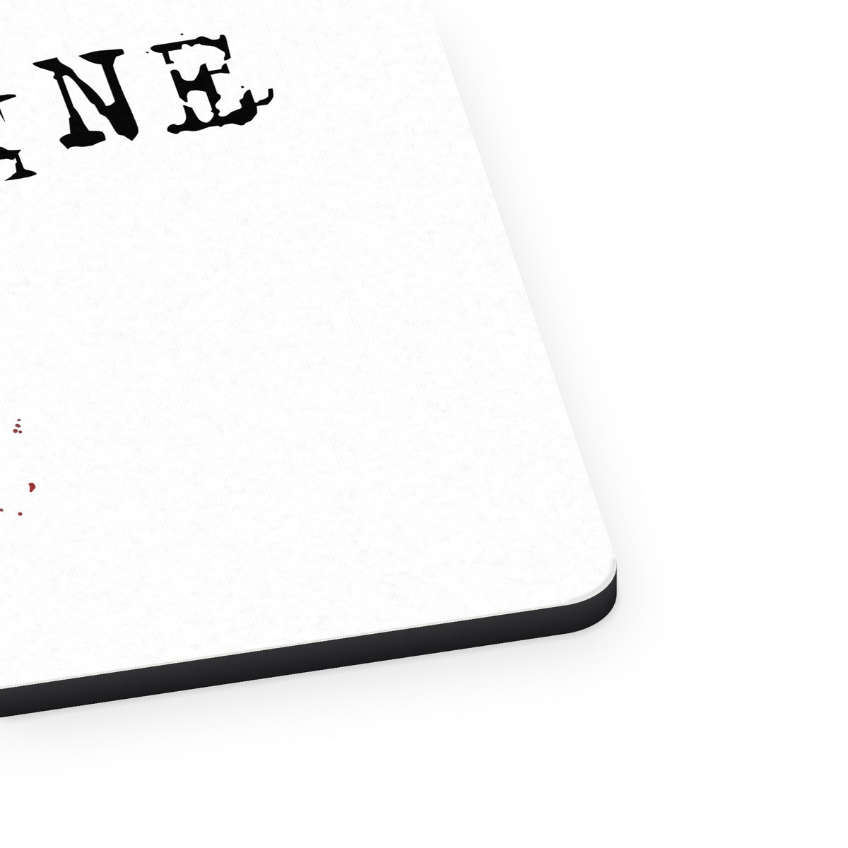 I Am Fine - Blood Splatter mouse pad, close-up of the fabric surface and rubber edge