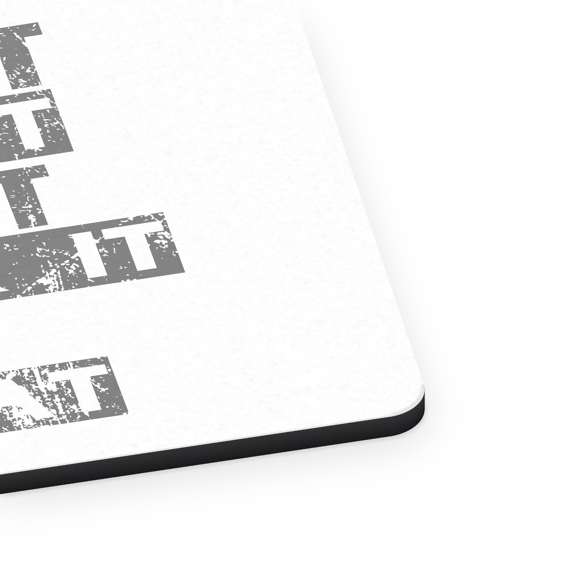 Build It Tune Race Break Fix Repeat mouse pad, close-up of the fabric surface and rubber edge
