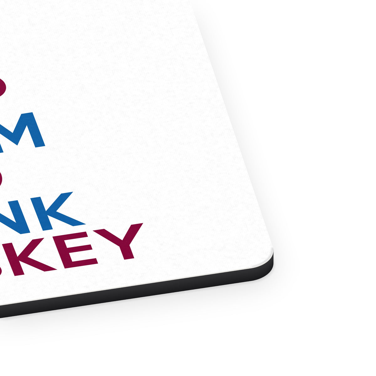 Keep Calm and Drink Whiskey mouse pad, close-up of the fabric surface and rubber edge