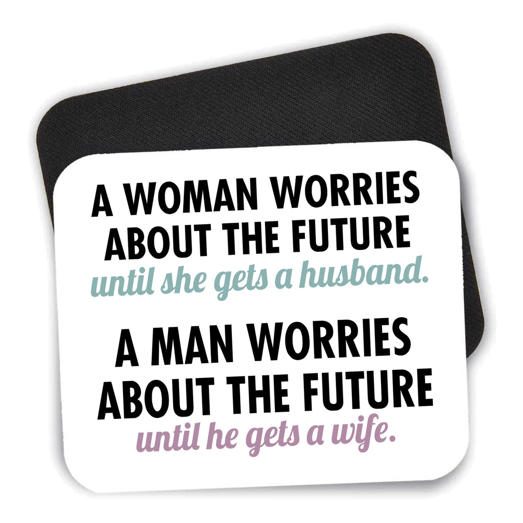 Worries About the Future Until Married mouse pad shown with its black non-slip rubber underside