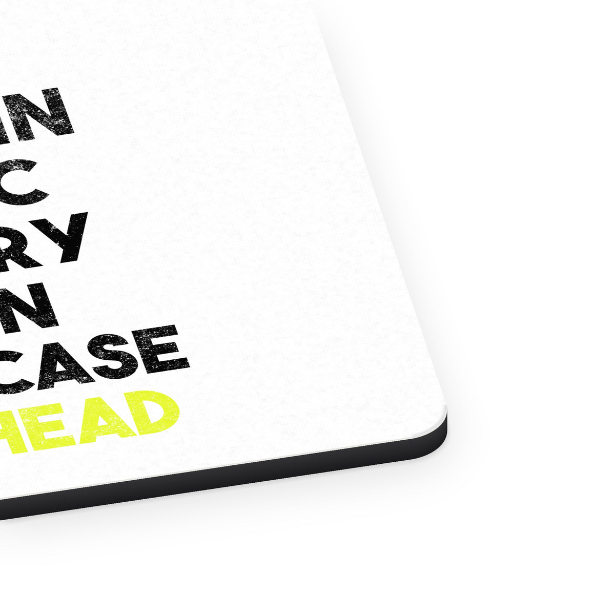 Don't Believe in Plastic Surgery But Go Ahead mouse pad, close-up of the fabric surface and rubber edge