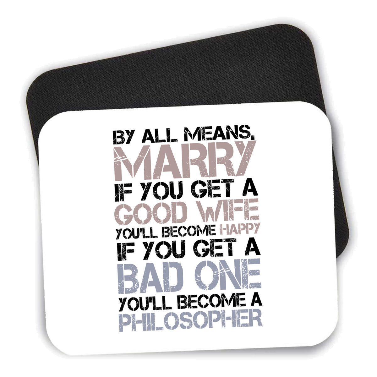 Marry - Good Wife Become Happy mouse pad shown with its black non-slip rubber underside