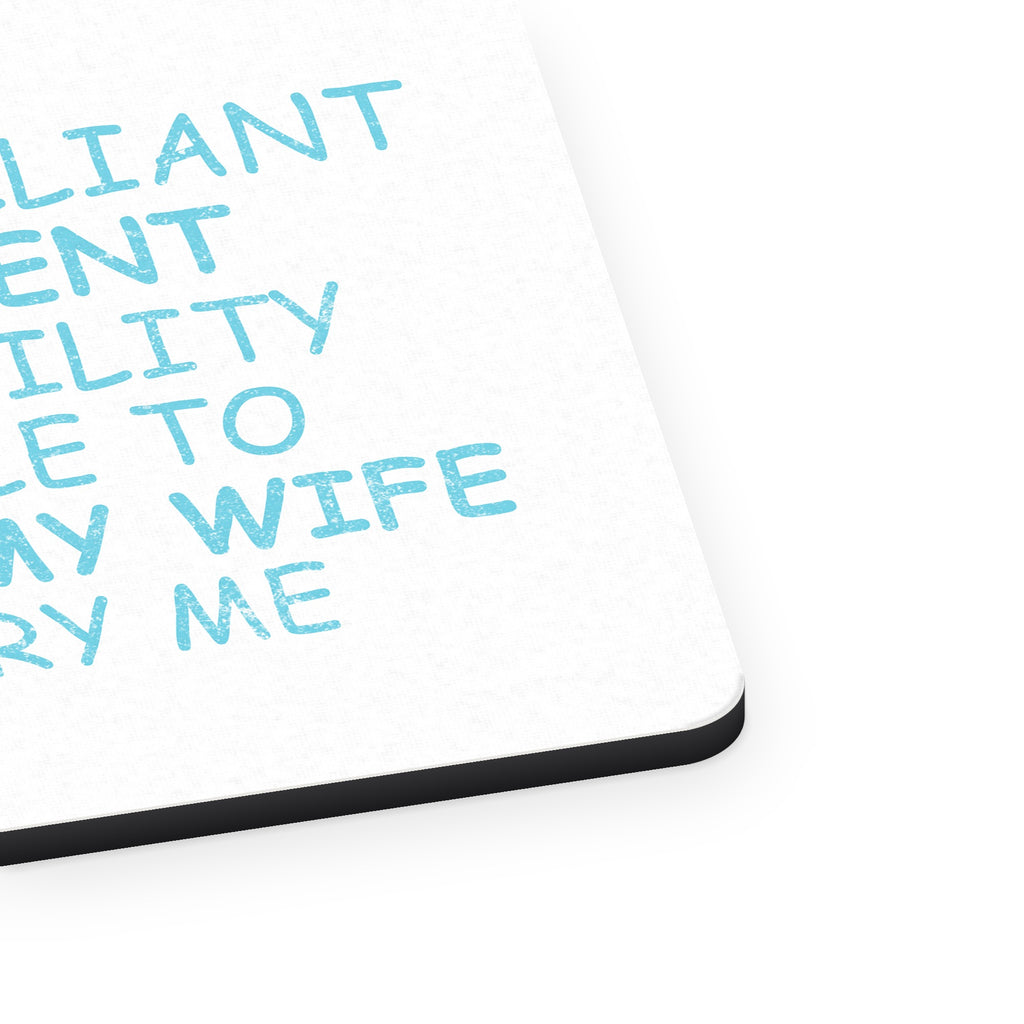 Persuade My Wife to Marry Me mouse pad, close-up of the fabric surface and rubber edge