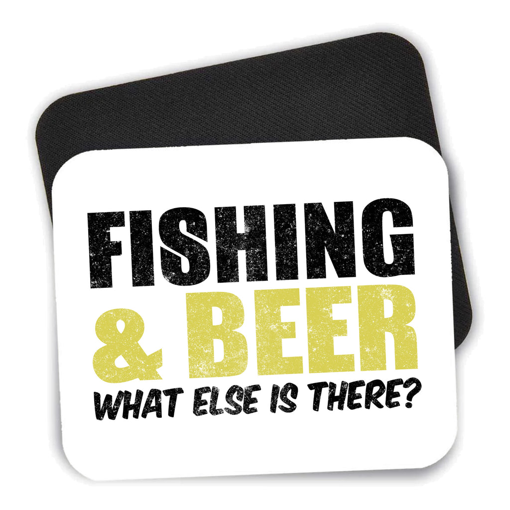 Fishing & Beer. What Else is There? mouse pad shown with its black non-slip rubber underside