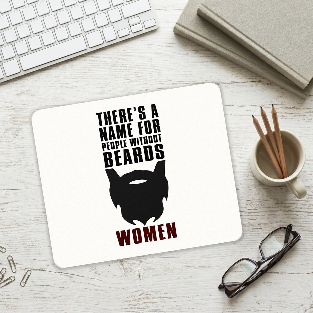 Name For People Without Beards: Women mouse pad on a desk with a keyboard