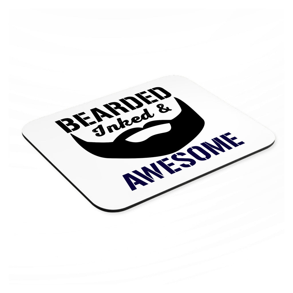 Bearded Inked & Awesome mouse pad, angled view showing the 1/4 inch thick base