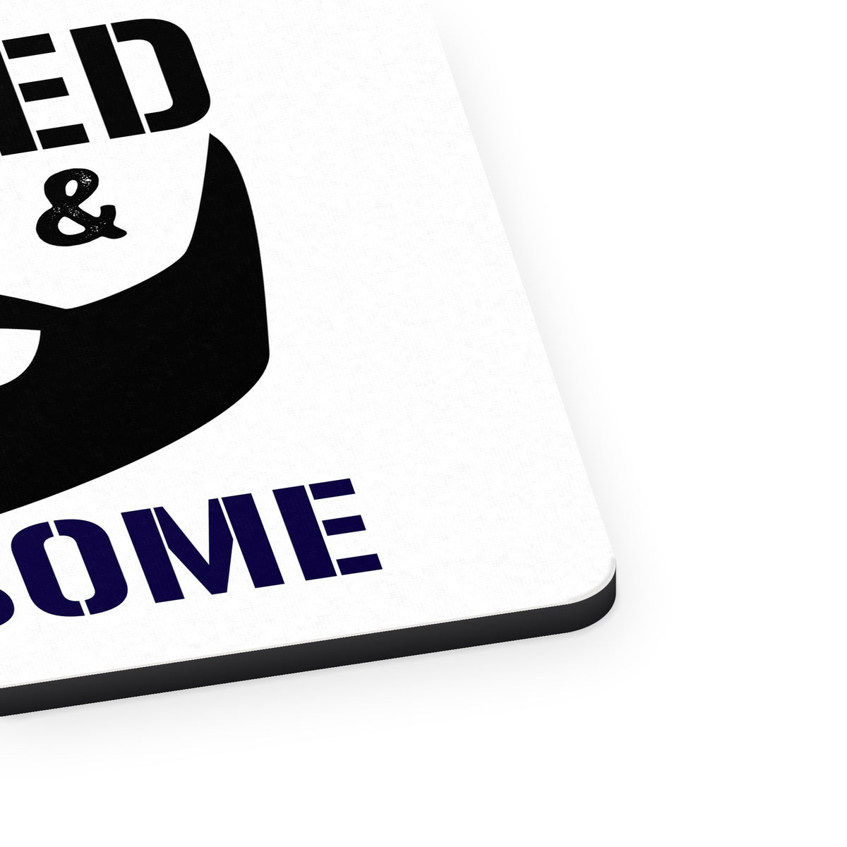 Bearded Inked & Awesome mouse pad, close-up of the fabric surface and rubber edge