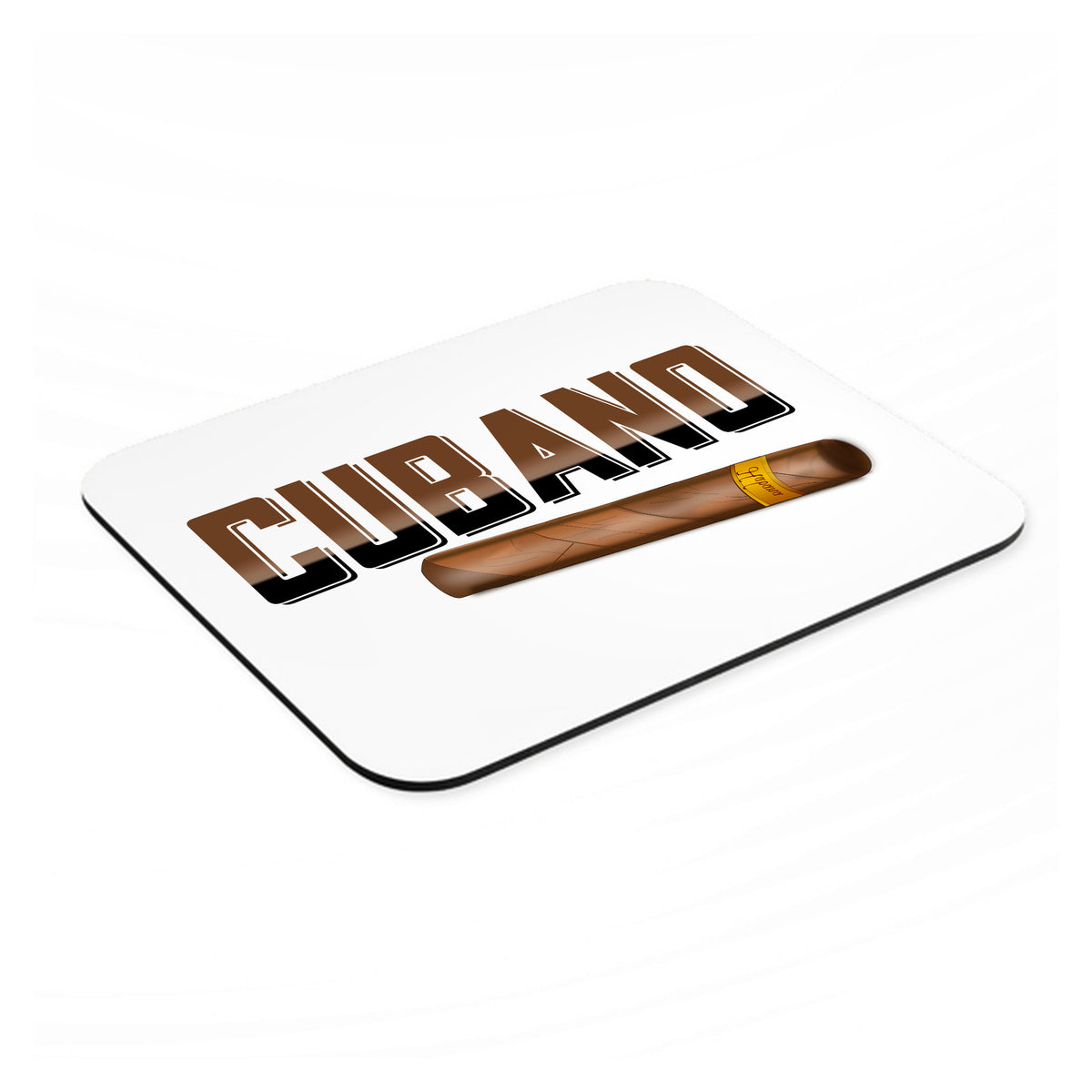 Cubano. Cigars mouse pad, angled view showing the 1/4 inch thick base