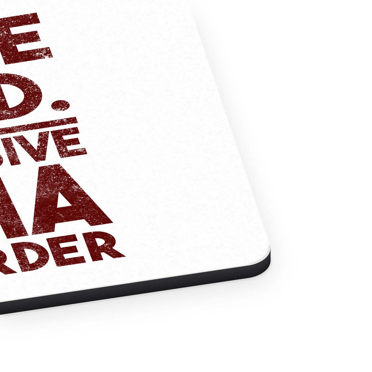 I Have OMD - Obsessive MMA Disorder mouse pad, close-up of the fabric surface and rubber edge