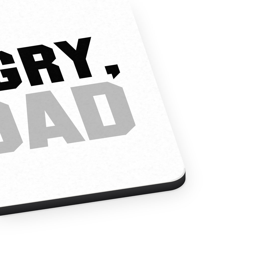 Hi Hungry, I'm Dad mouse pad, close-up of the fabric surface and rubber edge