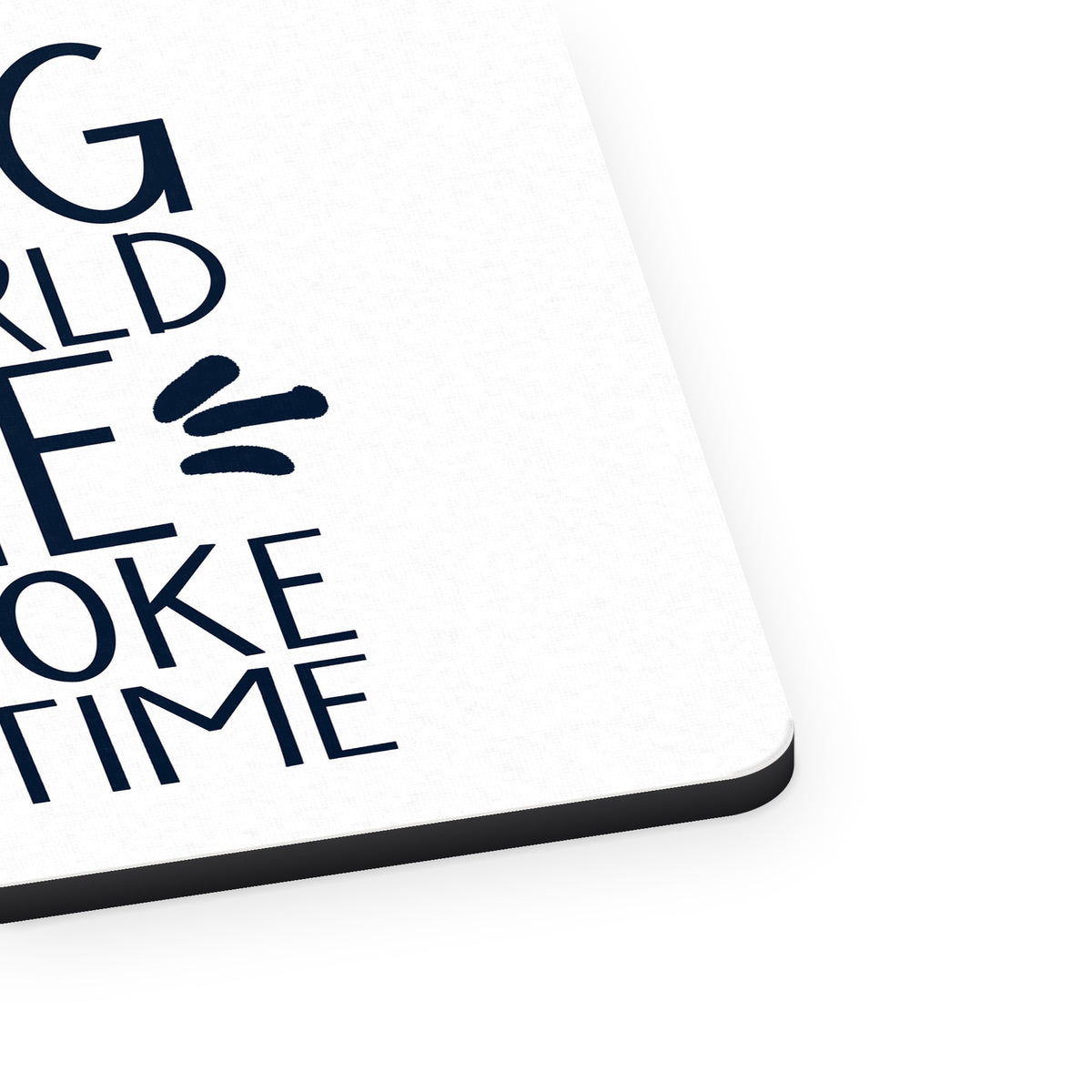 Saving the World One Dad Joke at a Time mouse pad, close-up of the fabric surface and rubber edge