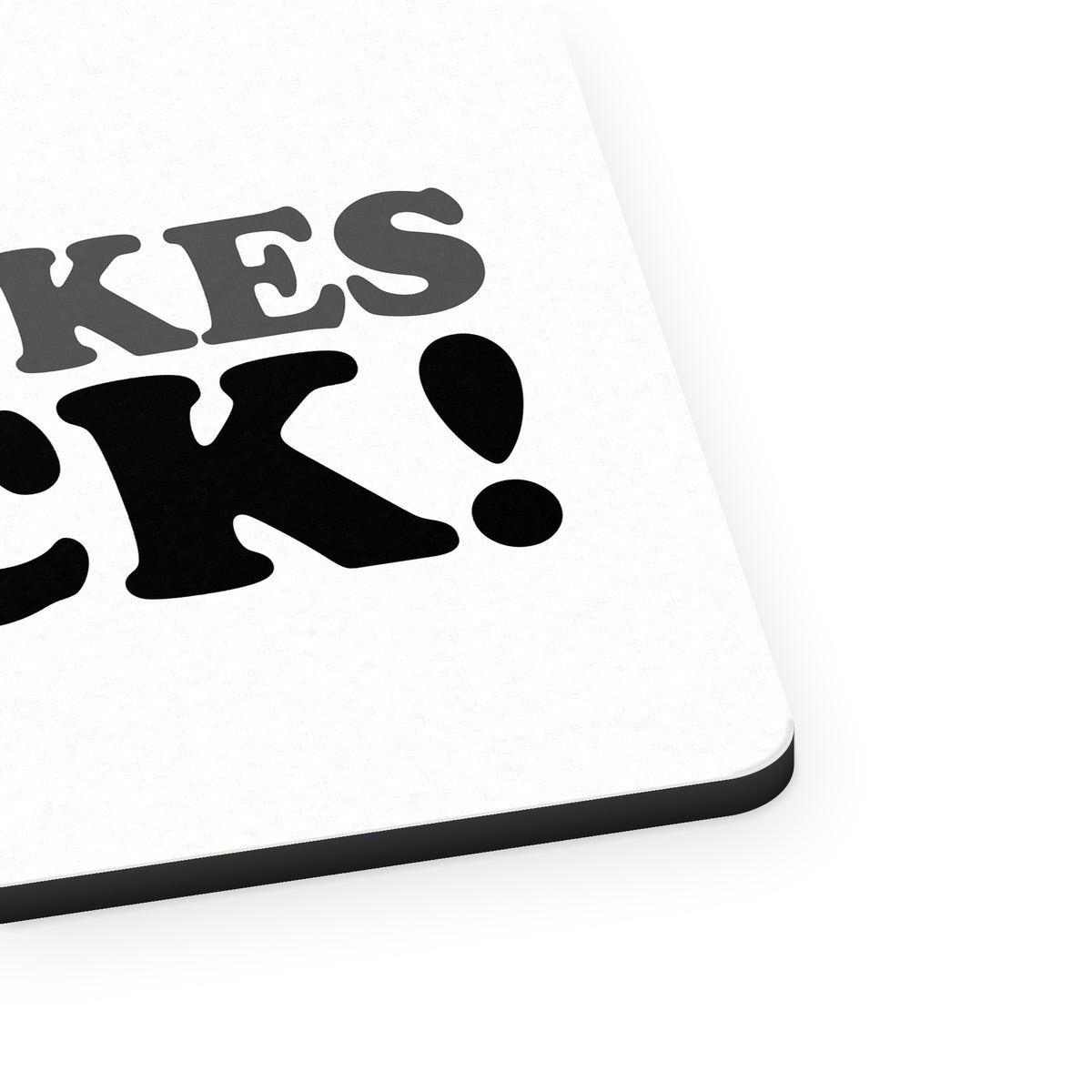 Dad Jokes Rock mouse pad, close-up of the fabric surface and rubber edge