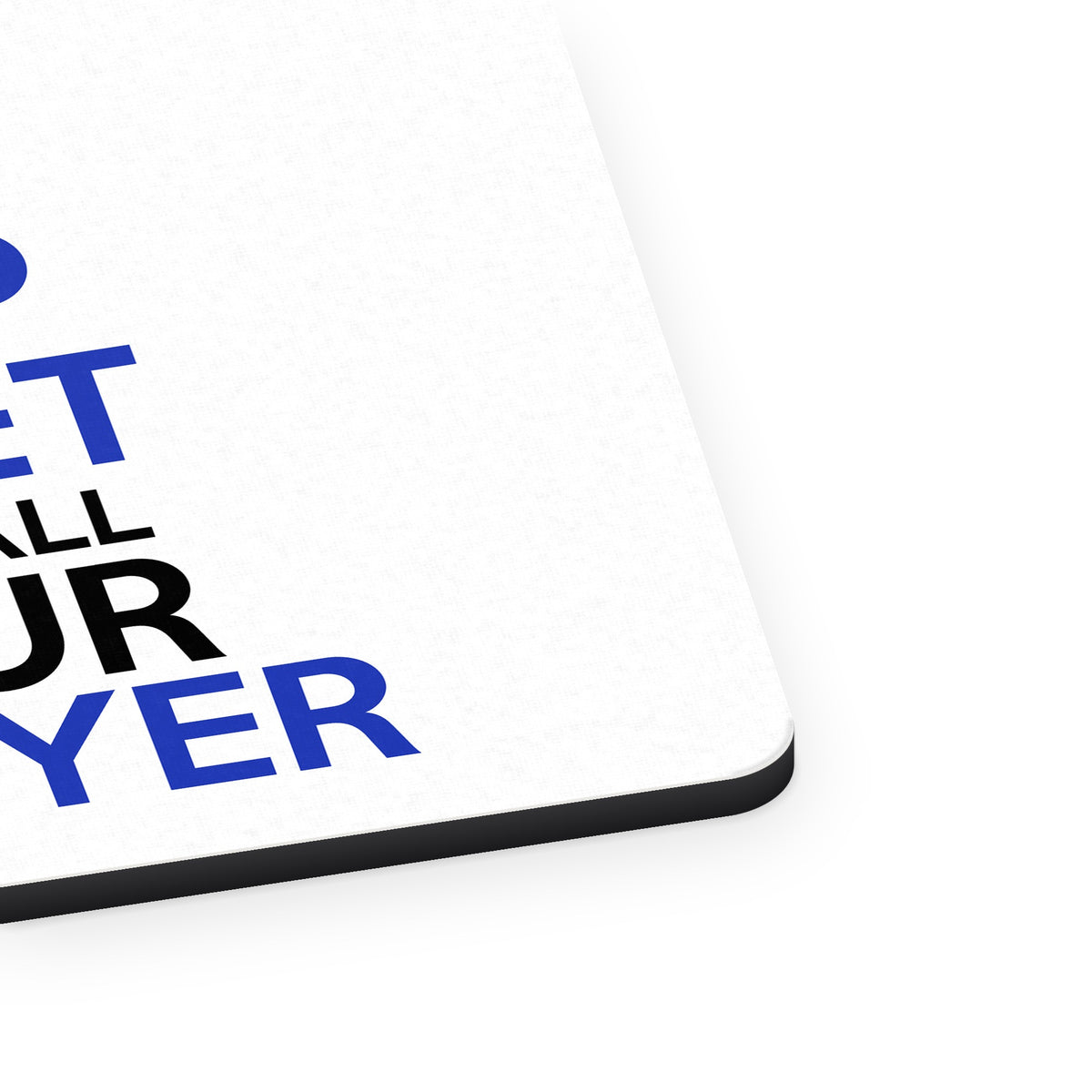 Keep Quite & Call Your Lawyer mouse pad, close-up of the fabric surface and rubber edge