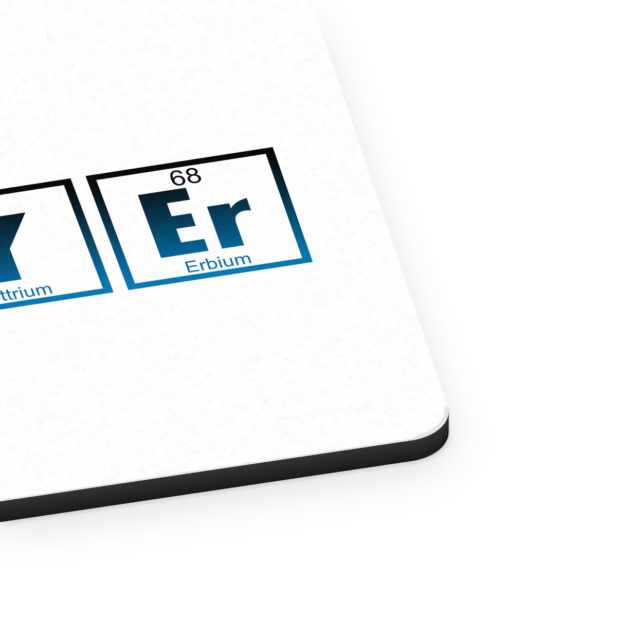 Lawyer Elements Periodic Table mouse pad, close-up of the fabric surface and rubber edge