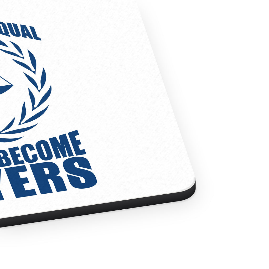 All Men Created Equal A Few Become Lawyers mouse pad, close-up of the fabric surface and rubber edge