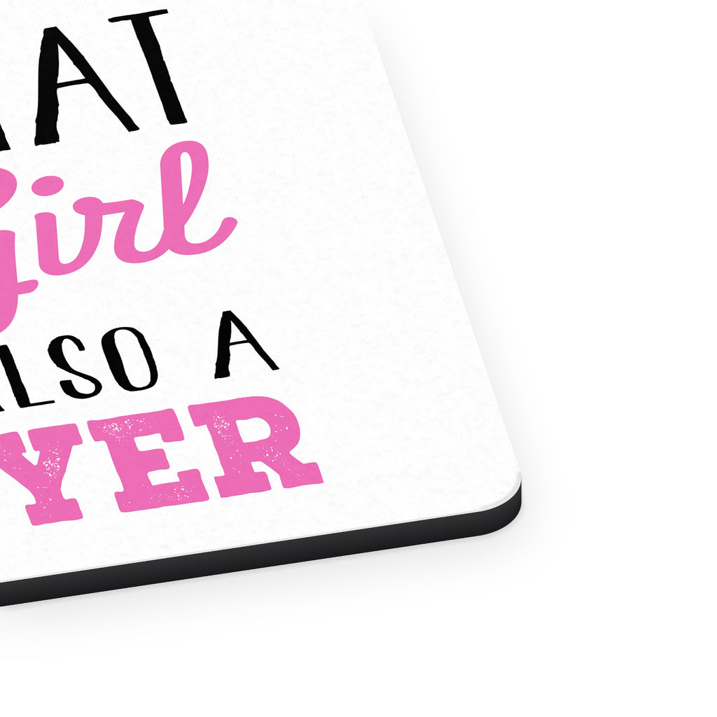 I Am That Cute Girl Who Is Also a Lawyer mouse pad, close-up of the fabric surface and rubber edge